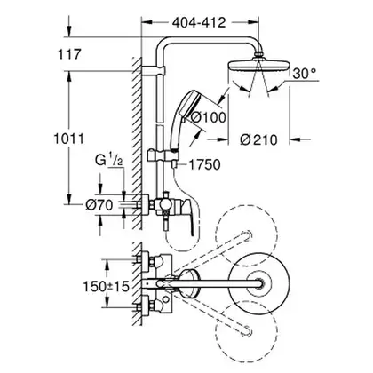 Душова система зі змішувачем для душа Grohe New Tempesta Cosmop. System (26224001)