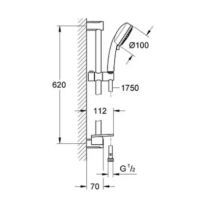 Душовий гарнітур зі штангою, 3 режими струменю Grohe New Tempesta Cosmopolitan (27929002)