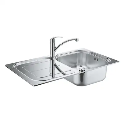 GROHE Комплект Мийка для кухні 860 x 500 мм з ексцентриком, 1 чаша + Eurosmart Змішувач одноважільний для (31565SD0) GROHE Комплект Мийка для кухні 860 x 500 мм з ексцентриком, 1 чаша + Eurosmart Змішувач одноважільний для (31565SD0)
