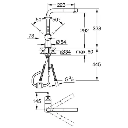 Grohe Minta Смеситель для кухни, выдвижной излив (32168000) Grohe Minta Смеситель для кухни, выдвижной излив (32168000)