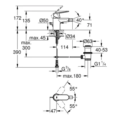 Grohe Eurosmart Cosmopolitan Змішувач для біде, хром (32839000)