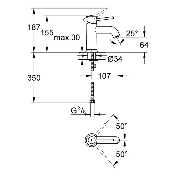 Grohe BauClassic Змішувач для раковини S, хром (23162000) Grohe BauClassic Змішувач для раковини S, хром (23162000)