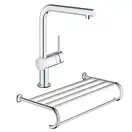 Набор Grohe смеситель для кухни сенсорный Minta Touch 31360001 + полка для полотенец Essentials Authentic 40660001 (3136000140660000)