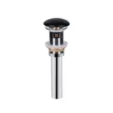 Донный клапан для раковины Qtap PU03O 70х70х227.5 Matt black с переливом (QT066PU03OMB)