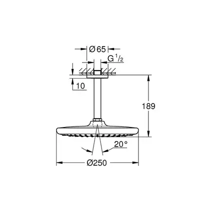 Верхній душ зі стельовим кронштейном Grohe Tempesta (260000) (26669000) Верхній душ зі стельовим кронштейном Grohe Tempesta (260000) (26669000)