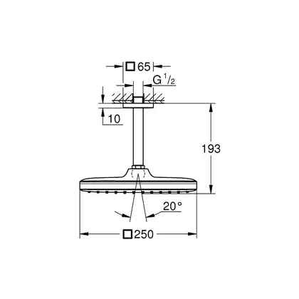 Верхній душ зі стельовим кронштейном Grohe Tempesta Cube (260088000) (26688000)