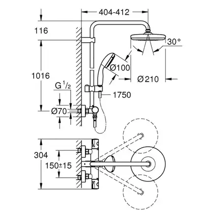 Grohe BauClassic Neutral Душевая система, хром (26699000)