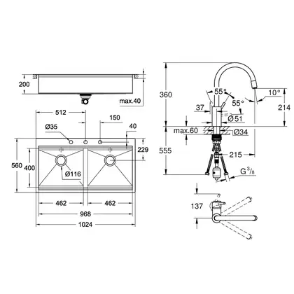 Набор Grohe мойка кухонная K800 31585SD0 + смеситель Concetto 32663DC3 (31585SD032663DC3) Набор Grohe мойка кухонная K800 31585SD0 + смеситель Concetto 32663DC3 (31585SD032663DC3)