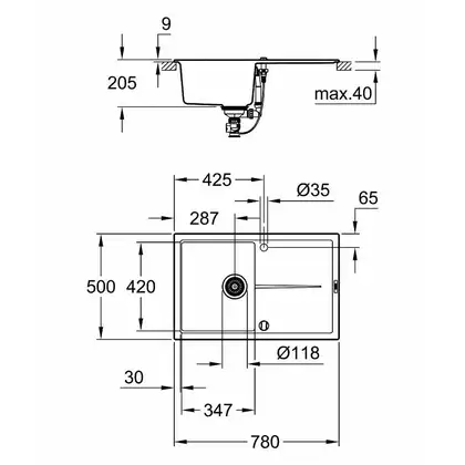 Композитна мийка для кухні Grohe K400 (31639AT0) Композитна мийка для кухні Grohe K400 (31639AT0)