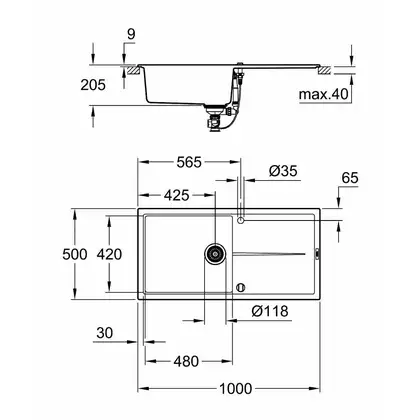 Композитна мийка для кухні Grohe K400 (31641AP0) Композитна мийка для кухні Grohe K400 (31641AP0)