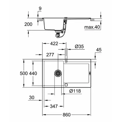 GROHE Мойка кварцевая Sink K500 (31644AT0) GROHE Мойка кварцевая Sink K500 (31644AT0)