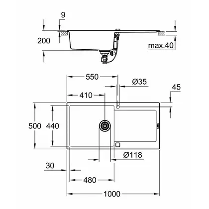 GROHE Мойка кварцевая Sink K500 (31645AP0) GROHE Мойка кварцевая Sink K500 (31645AP0)