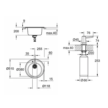 Набор Grohe мойка кухонная K200 31656AP0 + дозатор для моющего средства Contemporary 40536000 (31656AP040536000) Набор Grohe мойка кухонная K200 31656AP0 + дозатор для моющего средства Contemporary 40536000 (31656AP040536000)