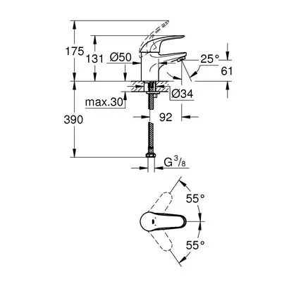 Змішувач для раковини S-розміру Grohe Euroeco New (32734000)