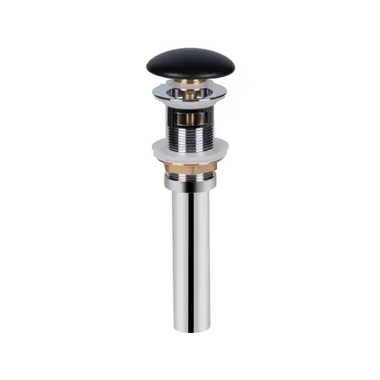 Донный клапан для раковины Qtap PU03O 70х70х227.5 Matt black с переливом (QT066PU03OMB)