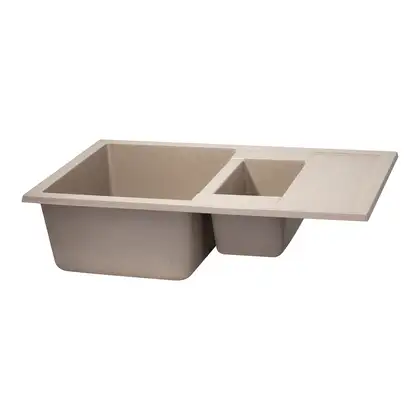 Кухонная мойка с дополнительной чашей Qtap CS 7648 Beige (QT7648BEI551) Кухонная мойка с дополнительной чашей Qtap CS 7648 Beige (QT7648BEI551)