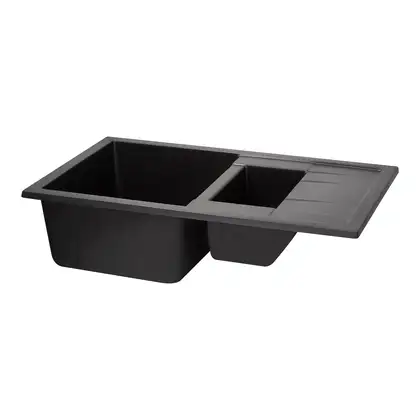 Кухонная мойка с дополнительной чашей Qtap CS 7648 Black (QT7648BLA404) Кухонная мойка с дополнительной чашей Qtap CS 7648 Black (QT7648BLA404)