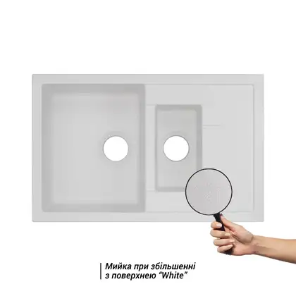 Кухонная мойка с дополнительной чашей Qtap CS 7648 White (QT7648WHI650) Кухонная мойка с дополнительной чашей Qtap CS 7648 White (QT7648WHI650)