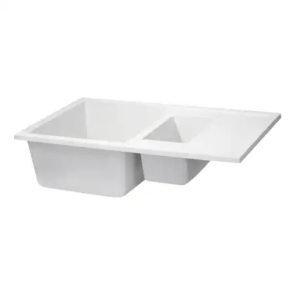 Кухонная мойка с дополнительной чашей Qtap CS 7648 White (QT7648WHI650) Кухонная мойка с дополнительной чашей Qtap CS 7648 White (QT7648WHI650)