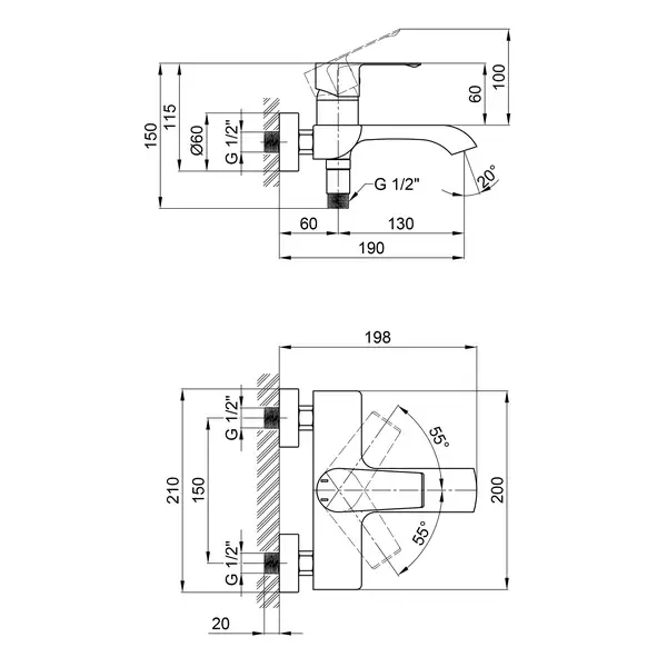 Смеситель для ванны Qtap Zelnava 3050101G (QTZELN3050101G)