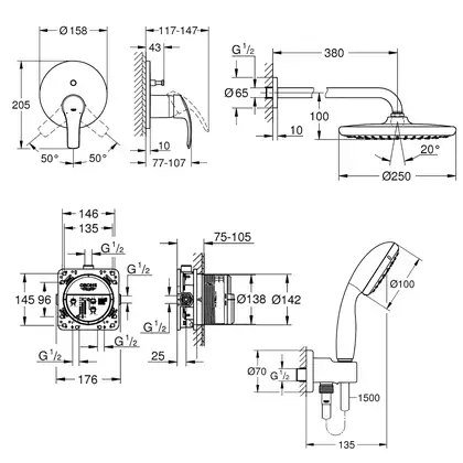 Душова система Grohe Grohtherm SmartControl (26416SC3)
