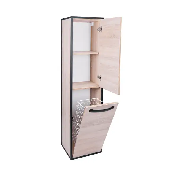 Пенал подвесной Qtap Taurus 350х1450х300 Whitish oak с корзиной для белья QT2476PP1451KRWO Пенал подвесной Qtap Taurus 350х1450х300 Whitish oak с корзиной для белья QT2476PP1451KRWO
