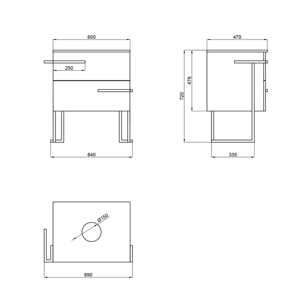 Тумба напольная Qtap Taurus 600х616х437 White/Whitish oak со столешницей QT2480TNT603WWO