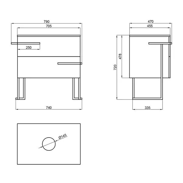 Тумба напольная Qtap Taurus 700х616х437 Whitish oak со столешницей QT2480TNT703WO