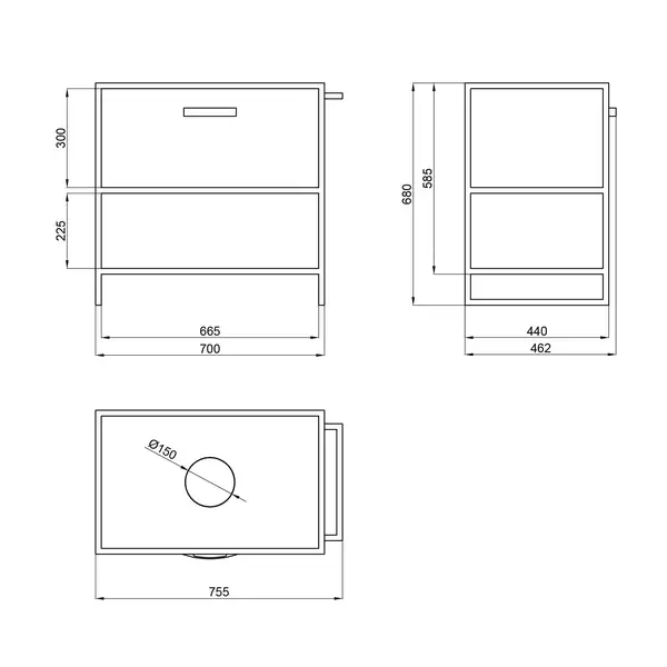 Тумба напольная Qtap Taurus 700х616х469 Whitish oak со столешницей QT2480TNT73WO