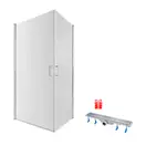 Набор Qtap душевая кабина Gemini CRM1018RC6 100х80 см, стекло Clear 6 мм + трап линейный Dry FB304-600 с сухим затвором и нержавеющей решеткой 600х73 мм (QTDRYFB304600GEMCRM1018RC6)