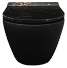 Подвесной унитаз REA CARLO MINI RIMLESS SLIM BLACK MATTE MARBLE (REA-C8001)