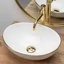 Rea Sofia Gold Edge Раковина накладна, біла з золотом (REA-U3287)