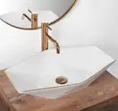 Rea Vegas Rose Gold Edge Умивальник, білий/рожеве золото (REA-U5605)