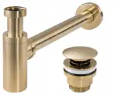 Сифон универсальный для раковины (умывальника) REA BRUSHED GOLD CLICK-KLAK золотой матовый (REA-A8586)