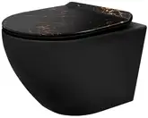 Подвесной унитаз REA CARLO MINI RIMLESS SLIM BLACK MATTE MARBLE (REA-C8001)
