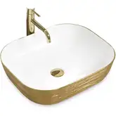 Умывальник (раковина) REA FLORIA BRUSHED GOLD WHITE накладной (REA-U0027)