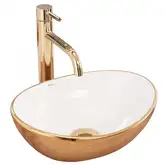 Rea SOFIA GOLD WHITE Умывальник накладной, белый/золото (REA-U0456)
