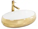 Умивальник (раковина) REA MELANIA WHITE/GOLD накладний білий/золотий (REA-U1050)