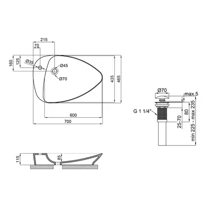 Раковина-чаша Qtap Leo 695х460х115 Matt black с донным клапаном QT1111A089TMB Раковина-чаша Qtap Leo 695х460х115 Matt black с донным клапаном QT1111A089TMB