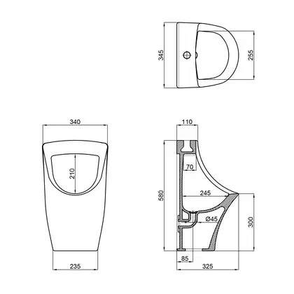 Qtap Scorpio Писсуар подвесной, белый (QT1488HDU580W) Qtap Scorpio Писсуар подвесной, белый (QT1488HDU580W)