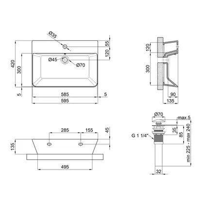 Раковина Qtap Virgo 600x420x140 White с донным клапаном QT18112253W Раковина Qtap Virgo 600x420x140 White с донным клапаном QT18112253W