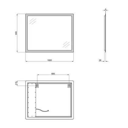Дзеркало Qtap Aquarius 1000х800 QT217850702W Дзеркало Qtap Aquarius 1000х800 QT217850702W