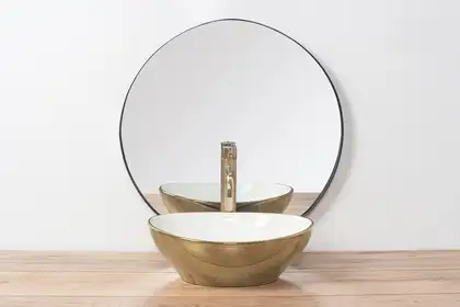 Смеситель для раковины (умывальника) REA GUSTO ONE LIGHT GOLD черный высокий (REA-B8405)