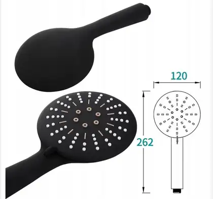 Душевая лейка REA BLACK + шланг + держатель черный (REA-P4101) Душевая лейка REA BLACK + шланг + держатель черный (REA-P4101)