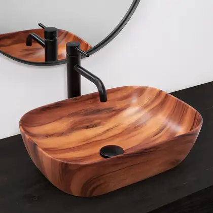 Rea Belinda Wood Matt Умывальник накладной, черный матовый (REA-U5051) Rea Belinda Wood Matt Умывальник накладной, черный матовый (REA-U5051)