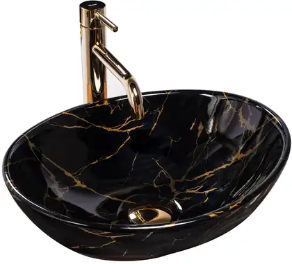 Rea Sofia Marble Black Умывальник накладной, черный (REA-U5611) Rea Sofia Marble Black Умывальник накладной, черный (REA-U5611)