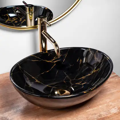 Rea Sofia Marble Black Умывальник накладной, черный (REA-U5611) Rea Sofia Marble Black Умывальник накладной, черный (REA-U5611)