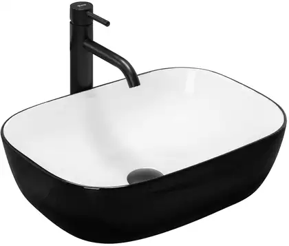 Умывальник (раковина) REA BELINDA BLACK WHITE накладной (REA-U6332) Умывальник (раковина) REA BELINDA BLACK WHITE накладной (REA-U6332)