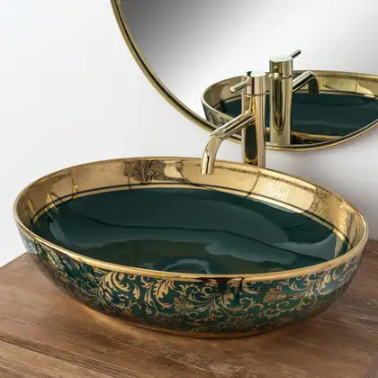 Умывальник (раковина) REA MARGOT GREEN GOLD накладной (REA-U8462) Умывальник (раковина) REA MARGOT GREEN GOLD накладной (REA-U8462)