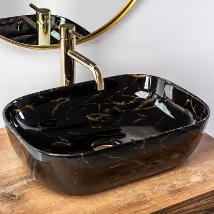 Умывальник (раковина) REA BELINDA BLACK MARBLE SHINY накладной черный (REA-U8907) Умывальник (раковина) REA BELINDA BLACK MARBLE SHINY накладной черный (REA-U8907)